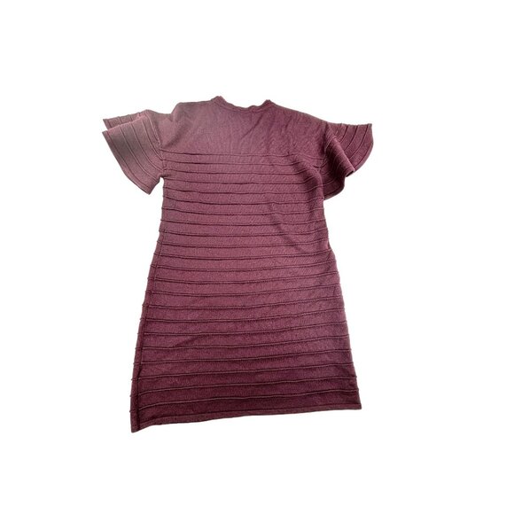 Victoria Beckham Knitted Dress XS Dark Purple Ruffle Sleeves Wool Blend - Picture 3 of 9